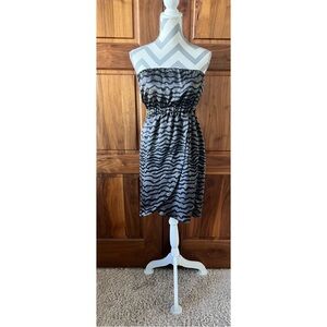Miss Me Black and Silver Strapless Mini Dress